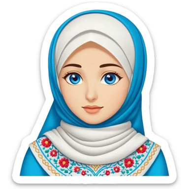 Turkish beautiful finish Konya girl blue eyes with hijab and cultural dress sticker