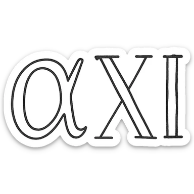 creative combination of Greek letters to symbolize eleven, hand-drawn black outline icon sticker