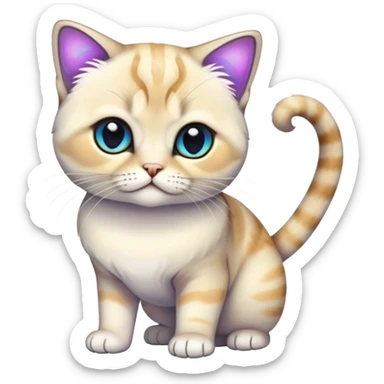Colorful exotic iridescent tropical shiny Fantasy-Siamese-Scottish-Fold-feline-Fakémon-feline-hybrid (full body) sticker