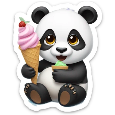Panda eating ice cream sticker