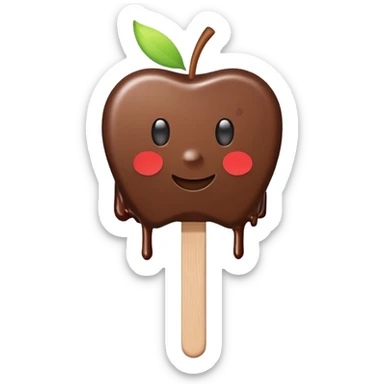 Chocolate apple on a popsicle stick  sticker