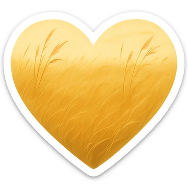 heart with a golden prairie grassland, clean digital illustration sticker