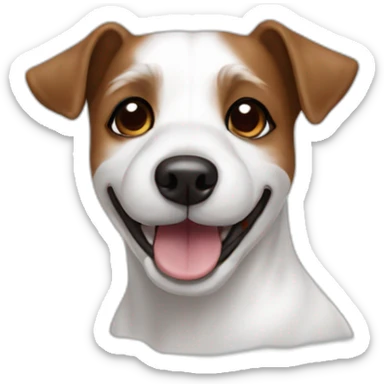 happy jack russel maltese dog with brown ears white face sticker