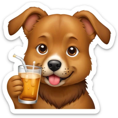 Dog drinking a mate sticker