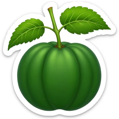 Un fruto verde oscuro con puntos verdes más oscuros Y con patas redondas y con un tallo con forma de C sticker