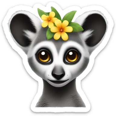 Lemur with a flower in her hair sticker