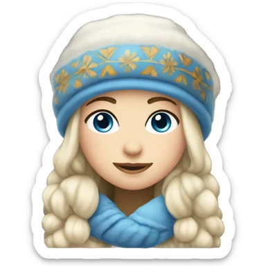 Winter Outfit, Slavic princess with a winter hat and blue eyes  sticker