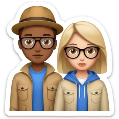 cool girl and boy in stylish outfits sticker