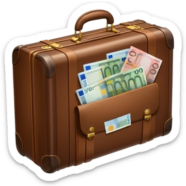 Suitcase with euro bills  sticker