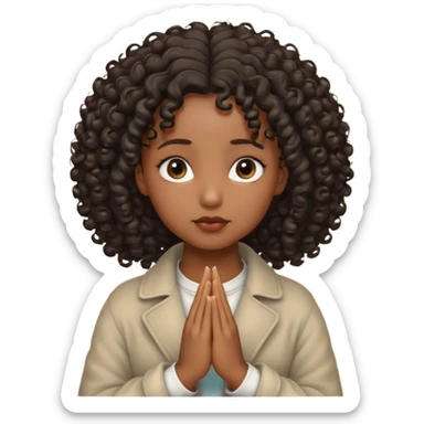 Curly hair Black women praying sticker
