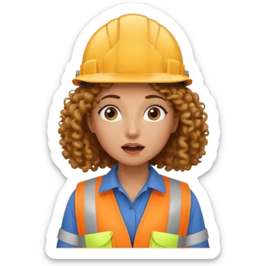 surprised construction worker curly haired woman  sticker