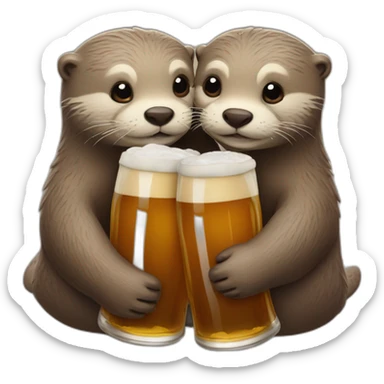 otters hugging looking like a heart drinkings many beers sticker