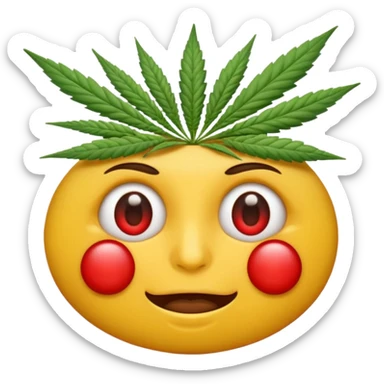 Emoji fatigué avec des cernes et un expression de paresseux comme si il avait fumé du cannabis sticker