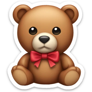 stuffed bear with a bow sticker