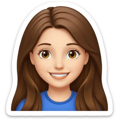 happy white long brunette hair girl with hazel eyes smiling sticker