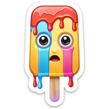 half eaten popsicle with eyes sticker
