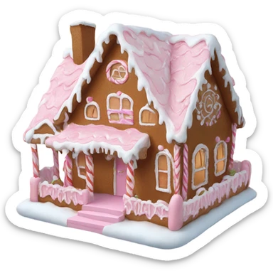 Big Light Pink very detailed gingerbread house , realistic  sticker