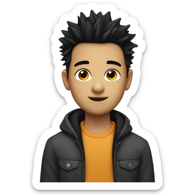 A boy with short black spiky hair sticker