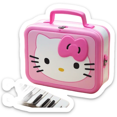 pink white light melody hello kitty sanrio cute lunch box white sticker