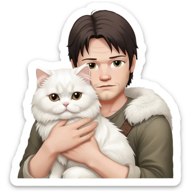Daryl dixon snuggling white Persian cat  sticker
