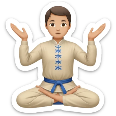pratiquant de qi gong en position de l'arc, style simple sticker