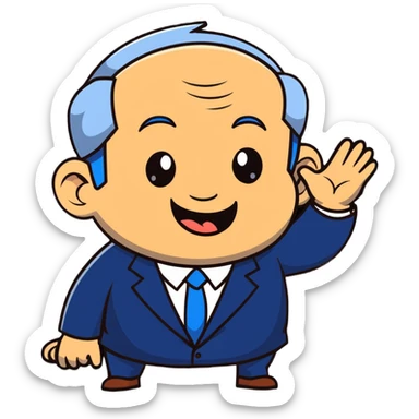 Benjamin Netanyahu shaking his head and laughing sticker
