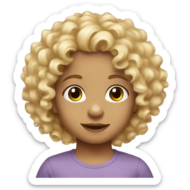 Blonde curly hair with brown eyes small toddler cute sticker