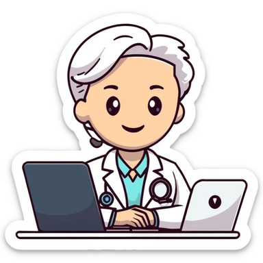 friendly doctor on a telemedicine video call with patient sticker