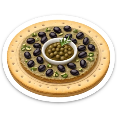 tapenade =  spread, condiment and culinary ingredient consisting of puréed or finely chopped olives, capers, and sometimes anchovies sticker