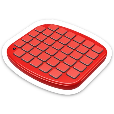 Create a clean, simple emoji of a digital percussion octapad. Flat design, rounded shapes, red and gray colors, minimal details, white background. sticker