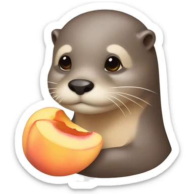 otter with peach sticker