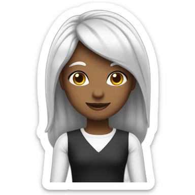 Moça da pele branca com cabelo da cor preto com vestido de cor sticker