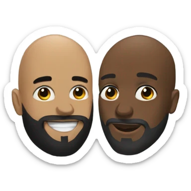 Bald black man with beard kissing bald white man with beard on the cheek sticker
