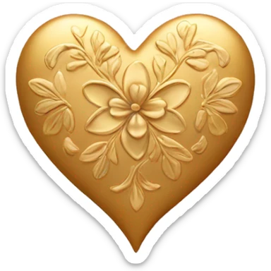 Golden heart with a floral pattern on it  sticker