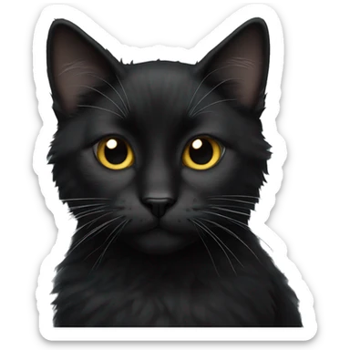 fluffy black cat with white spot on nose sticker