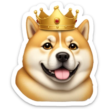 protrait side view of a cute fat doge with golden crown sticker