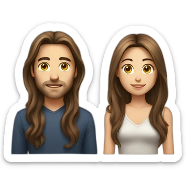 Men with Long hair and girl with brown Hair sticker