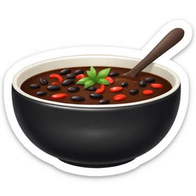 bowl of dark black bean sauce, glossy surface sticker