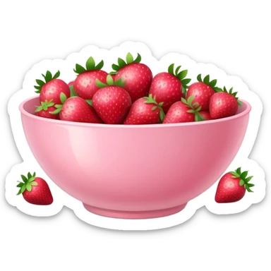 large fancy pastel pink bowl of strawberries sticker