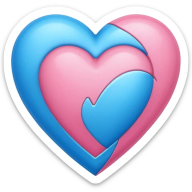 Corazón con color azul y rosado mezclados  sticker