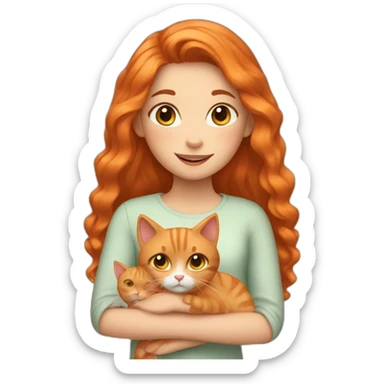 Girl with two ginger cats sticker