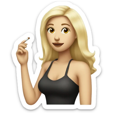 Blonde girl with medium long hair smoking a sigarette  sticker