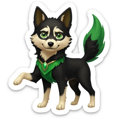 dog loki god of mischief dynamic pose sticker