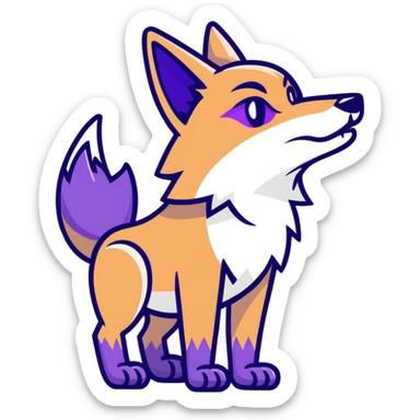 U with purple Coyote Head facing right howling  sticker