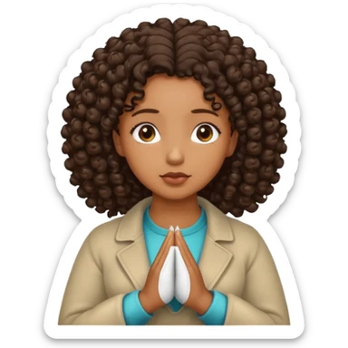 Curly hair Black women praying sticker