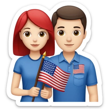 american flag hold in hands by a couple sticker
