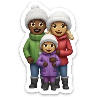 Family of 3 on North pole  sticker