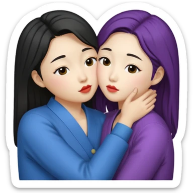 Korean lesbians, kissing sticker
