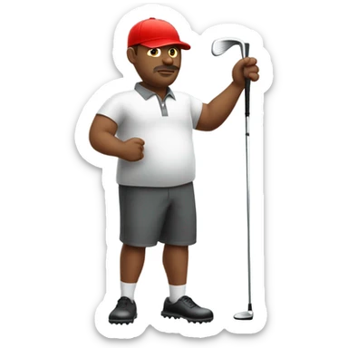 Fat guy golfing with red hat  sticker