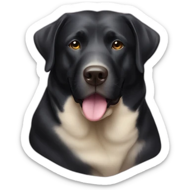 Black lab triangular chubby face small black eyes small tongue sticker